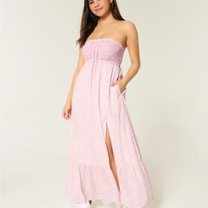 Hollister Light Pink Strapless Maxi Dress